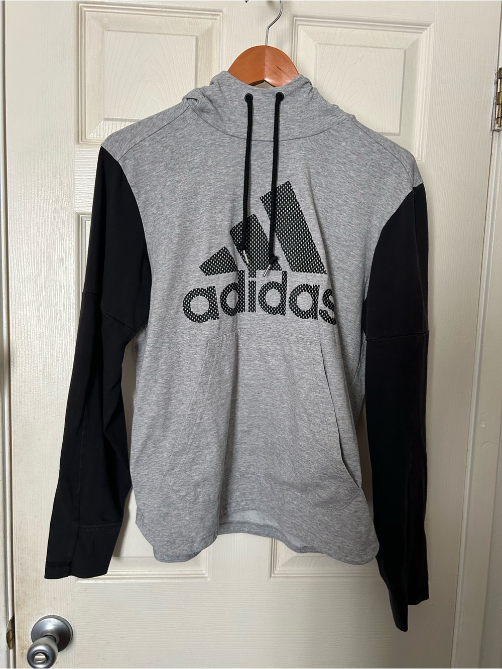 adidas Gray and Black Logo Pullover Hoodie
